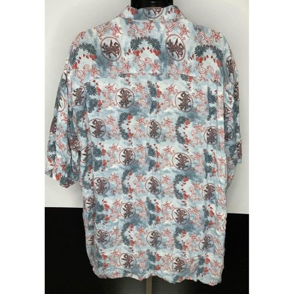 3xl XXXL Greystone Sportswear Summer Shirt Asian Dragon Design Rayon blue red - Picture 4 of 5